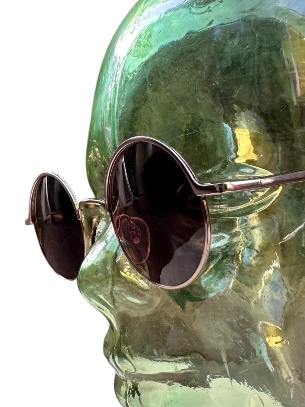 Vintage MIYAKE Design Studio Round Sunglasses Silver Frame Brown Lenses 90s
